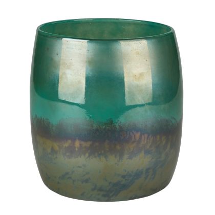 Blumenvase Glas Ãbertopf Perlmutt grau/grün 22cm