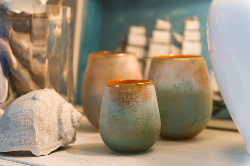 Windlicht Glas Sand gestrahlt Attitude rosa/gold 11