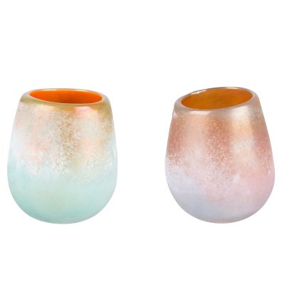 Windlicht Glas Sand gestrahlt Attitude mint/gold 11