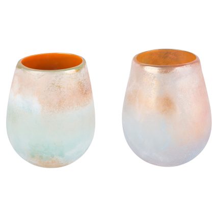 Windlicht Glas Sand gestrahlt Attitude rosa/gold 15