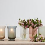 Windlicht Tischdekoration Glas Vase Pastell H 20 cm Weiß