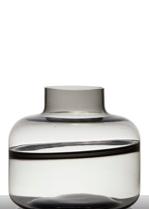 Glasvase Flasche Dekovase Blütenvase Bottle Line Grau 20