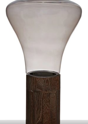 Glasvase Balonvase Dekoration mit Holzfuß H 50 cm