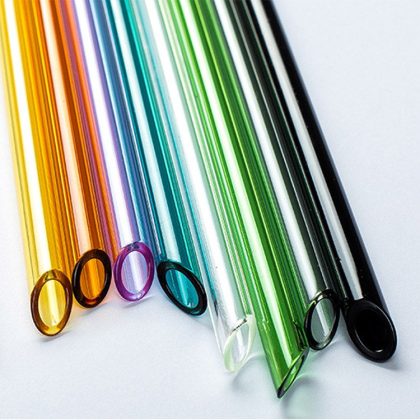 Glasstrohhalm 10erPack mit Reinigungsbürste gebogen Klar