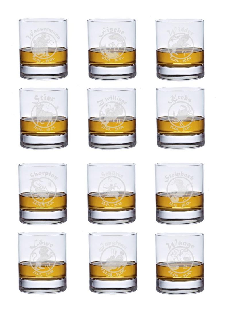 Whiskyglas (320ml) mit Sternzeichen Fische