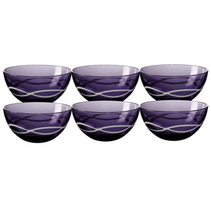 6 Schälchen Kompottschale Müßlischale Obst Glas lila violett Schale 12