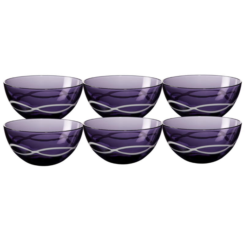 6 Schälchen Kompottschale Müßlischale Obst Glas lila violett Schale 12
